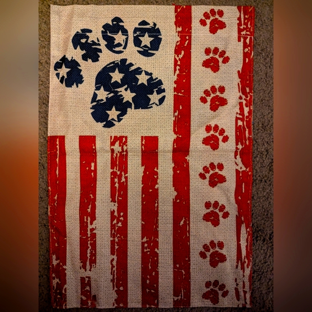 2/$12 🐾 Pawsitively Patriotic Garden Flag Double sided